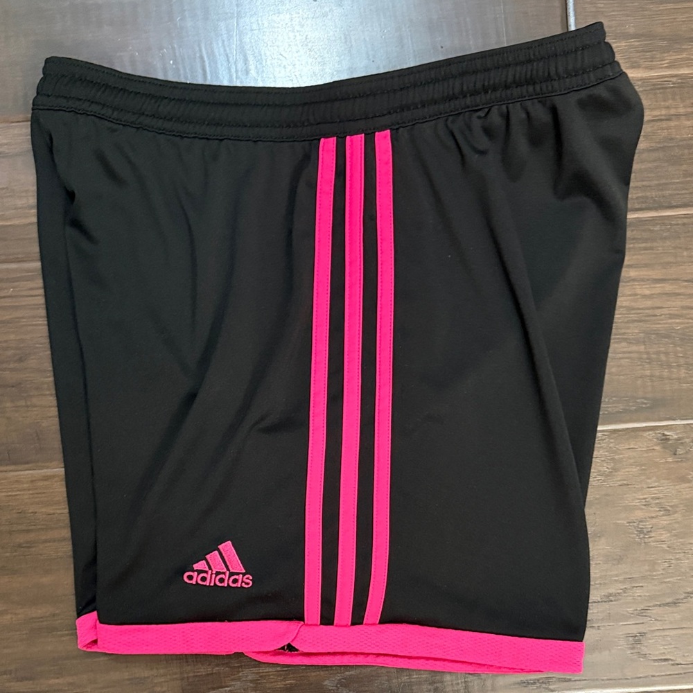 adidas Black Athletic Shorts with Hot Pink Trim - Picture 9 of 9